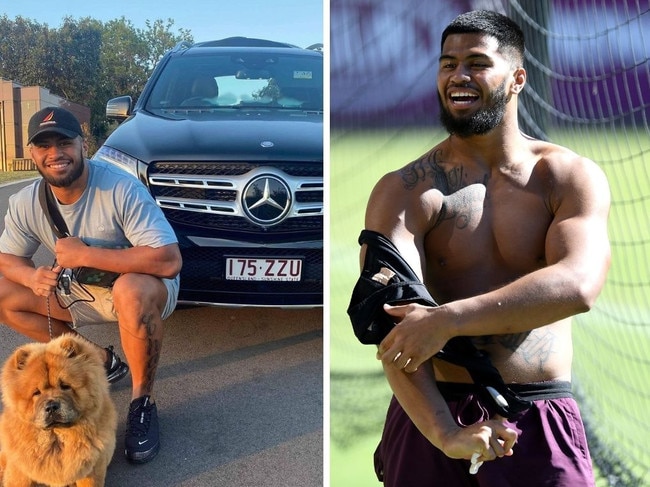 Payne Haas and his pooch.