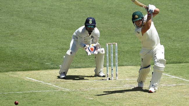 Aaron Finch smashes one to the boundary. Picture: Getty