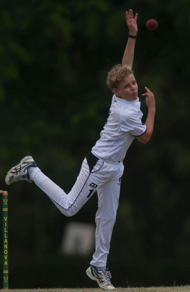 St Laurence’s College leg spinner Gus Jones-Sheppard. Photo by Stephen Archer