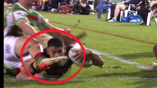 Taylan May copped a boot to the face on his way to scoring a try. Picture: Supplied