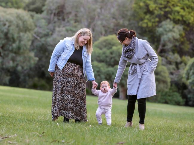 Danielle Snelling and Eloise Baker-Hughes met back in 2013 after realising their both lost their mothers. They co-found the non for profit – Motherless Daughters. Danielle, Eloise and Eloise's daughter Matilda. Picture: Tim Carrafa