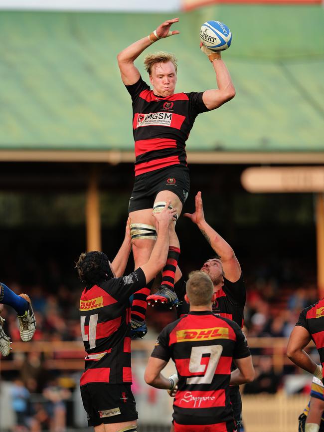 Hugh Sinclair wins a line-out.