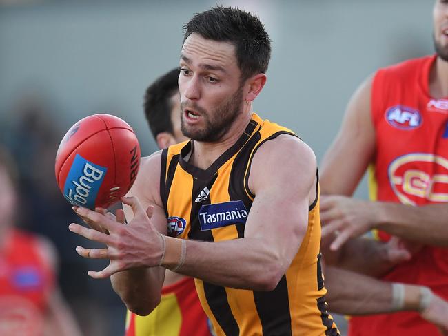 Jack Gunston will need to prove his fitness after missing the Hawks’ loss to GWS. Picture: AAP