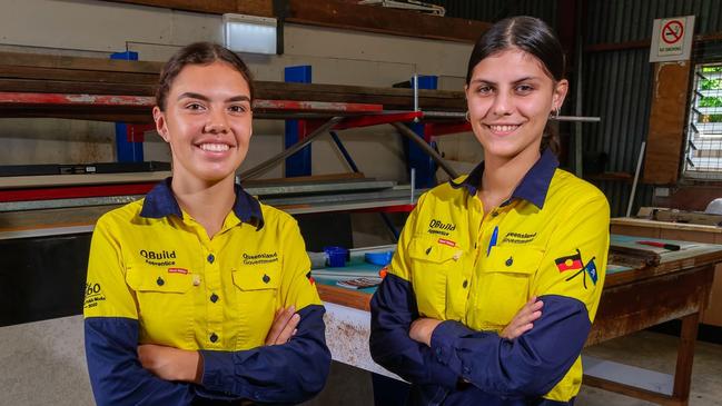 Excited about their new career, Samarra Porter (left) Keira-Lee Knott (right) said they are looking forward to a career in construction. Picture: Supplied