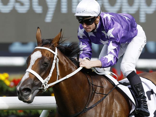 SYDNEY, AUSTRALIA - APRIL 16: James McDonald on Espiona wins race 5 the Mostyncopper James H. B Carr Stakes during Sydney Racing All Aged Stakes Day at Royal Randwick Racecourse on April 16, 2022 in Sydney, Australia. (Photo by Mark Evans/Getty Images)