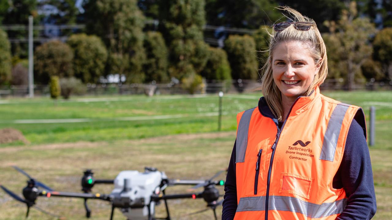 Fulcrum Director Janelle Larkin with a commercial drone. (Supplied: Linda Higginson)