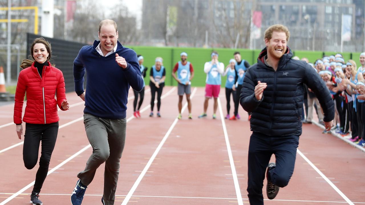 The Christmas Day soccer match is said to being out the competitiveness between Prince William and Prince Harry. Picture: Alastair Grant - WPA Pool/Getty Images.