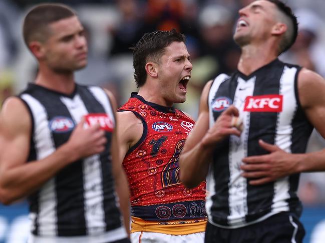 Jake Soligo kicked two goals. Picture: James Wiltshire/AFL Photos