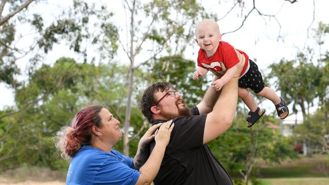 Katrina, Jason, and Tayan, 1, Brush. Picture: Shae Beplate.