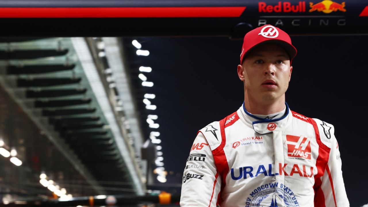 JEDDAH, SAUDI ARABIA - DECEMBER 04: Nikita Mazepin of Russia and Haas F1 walks in the Pitlane during qualifying ahead of the F1 Grand Prix of Saudi Arabia at Jeddah Corniche Circuit on December 04, 2021 in Jeddah, Saudi Arabia. (Photo by Mark Thompson/Getty Images)