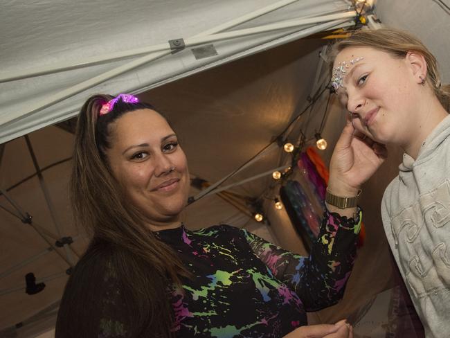 Calla Gifkins, Caitlin Pumpfrey at the Little Glitter Shack at the 2024 Mildura Show. Picture: Noel Fisher