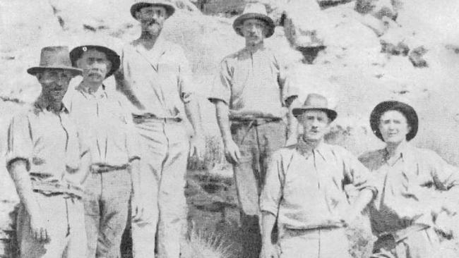 John Campbell Miles, Con Davidson, Bill Simpson, Bill Purdy, Douglas McGilvray and C. Saint Smith in the early days of the new Mount Isa field.