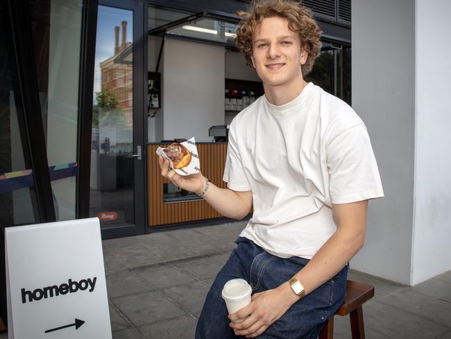 ADELAIDE, SOUTH AUSTRALIA - Advertiser Photos NOVEMBER 21, 2024: Homeboy, aka Tom Oswald at his new city cafe 'Homeboy' on the ground floor of Yugo Adelaide City, North Terrace. Picture Emma Brasier