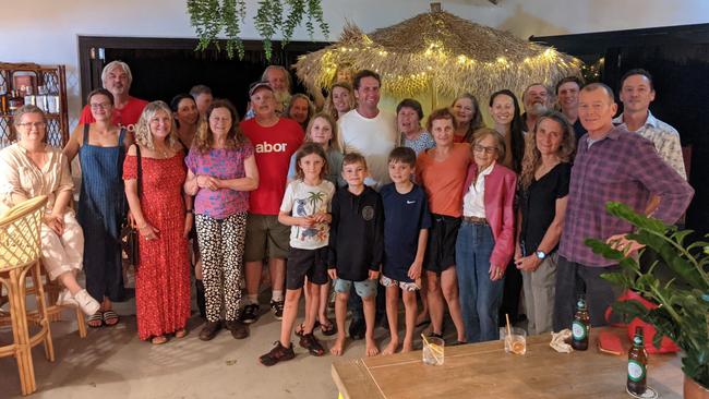 Labor mayoral candidate for Byron Shire Council Asren Pugh with his supporters on election night, Saturday December 4 2021.