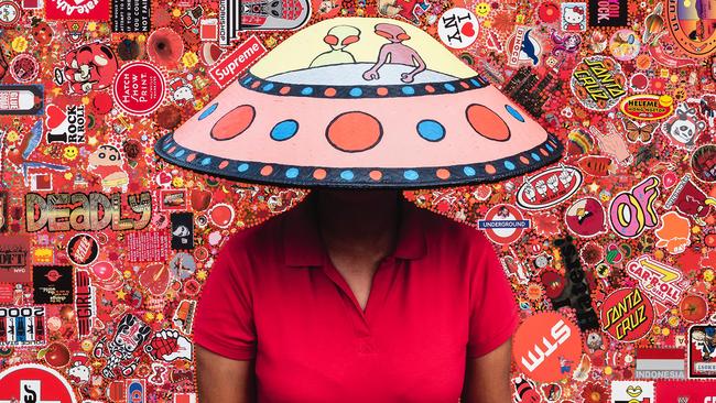 Kids can also make their own flying saucer hats with contemporary artist Tony Albert. Picture: Tony Albert/Sullivan+Strumpf