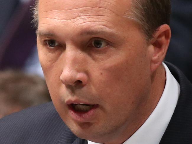 Immigration Minister Peter Dutton in Question Time in the House of Representatives Chamber, Parliament House in Canberra. Picture Kym Smith