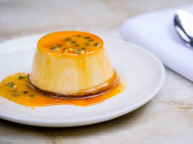 A passionfruit and sauternes crème caramel.