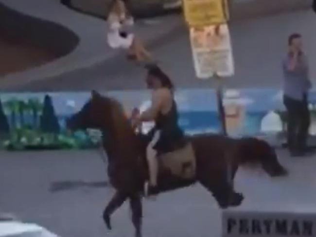 Grabs from supplied video showing Ahmed Elomar riding a horse