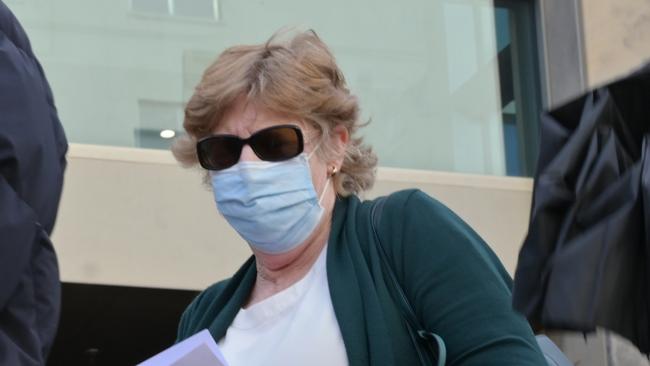 Helen Chatterton leaves the Hobart Magistrates Court after being sentenced for two counts of causing death by negligent driving. Picture: Kenji Sato