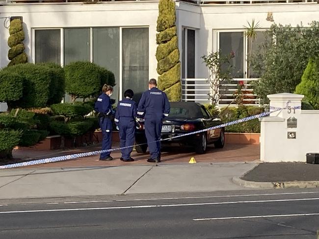 Police at the scene of an aggravated burglary in Williamstown where a man was stabbed. Picture: Mark Buttler