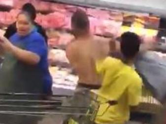 Still from NZ supermarket brawl from Facebook