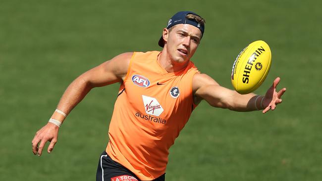 Patrick Cripps was blanketed by tagger Matt de Boer.