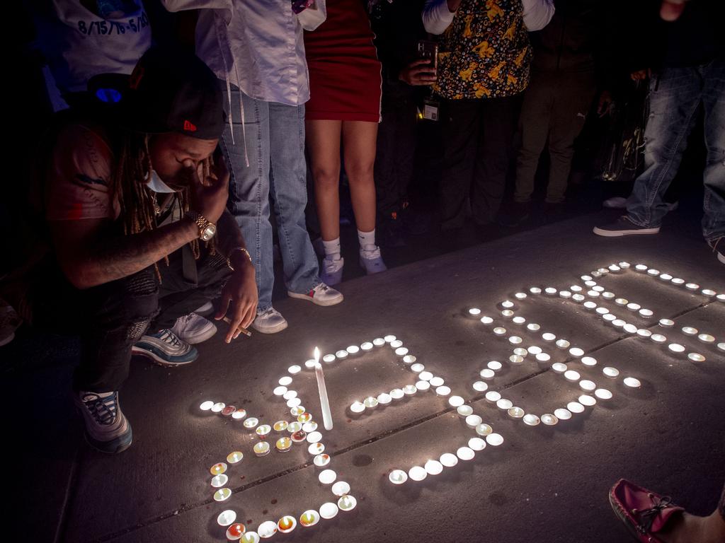 Maalik Mitchell, 20 of Flint, grieving the death of his father Calvin Munerlyn, during a vigil in Flint, Michigan. Picture: Jake May/The Flint Journal-MLive.com via AP