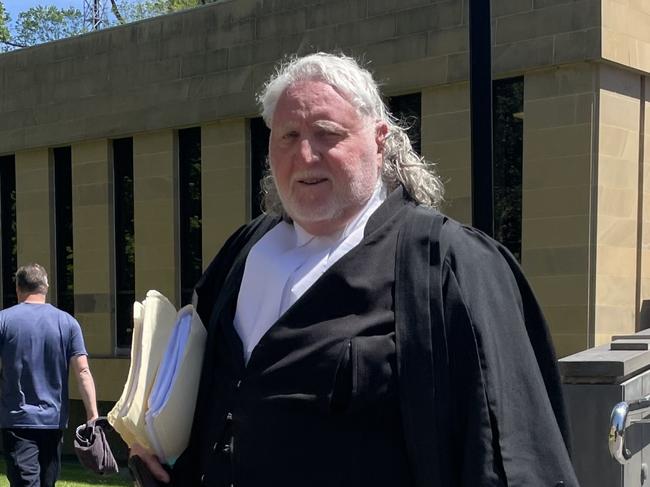 Defence barrister Greg Richardson leaving the Supreme Court of Tasmania on Tuesday. The trial for a man accused of setting his partner on fire continues. Picture: Amber Wilson