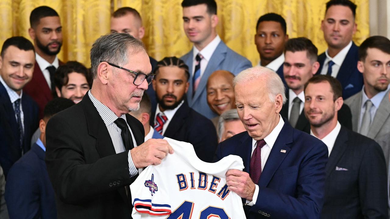 President Biden appeared to be confused during a White House event honouring the World Series champion Texas Rangers on Aug. 8, 2024. Picture: Mandel NGAN / AFP