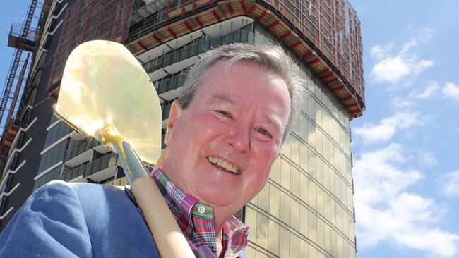 Star Entertainment chairman John O’Neill at the sod turning ceremony at its development site at Broadbeach. Picture Glenn Hampson