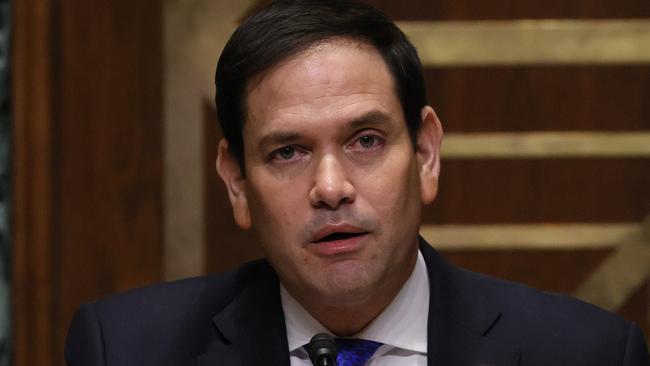 Sen. Marco Rubio (R-FL), acting Chairman of the Select Committee on Intelligence, speaks to Avril Haines during her confirmation hearing as Nominee for Director of National Intelligence on Capitol Hill on January 19, 2021 in Washington, DC. (Photo by Joe Raedle / POOL / AFP)