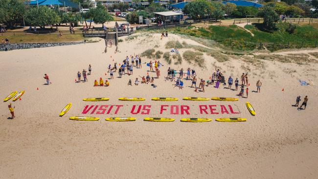 Residents of Coolum on the Sunshine Coast had a message for passengers on Qantas's scenic flight. Picture: Qantas