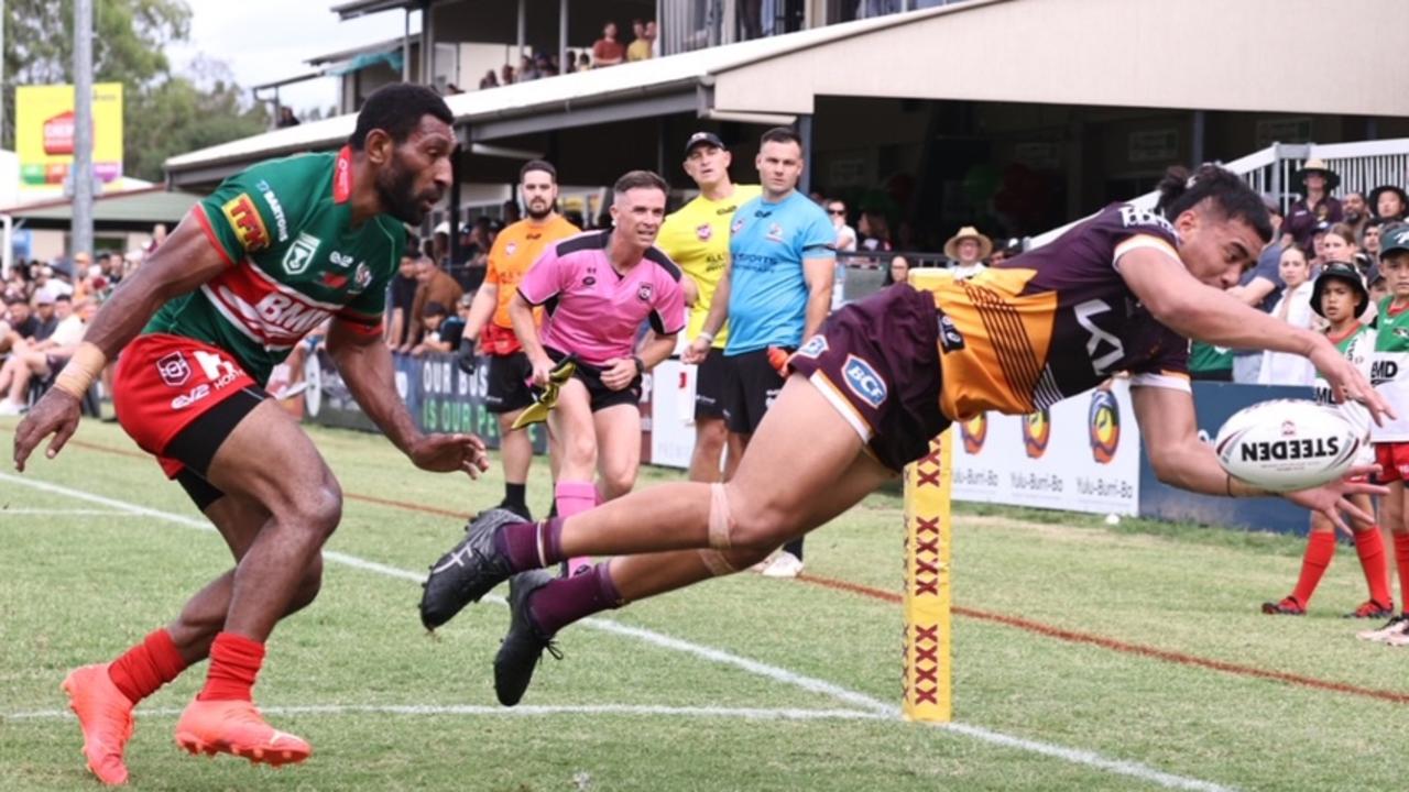 Brisbane Broncos Vs Wynnum Manly pre season match at Wynnum – Bronco Israel Leota Picture Jim O'Reilly