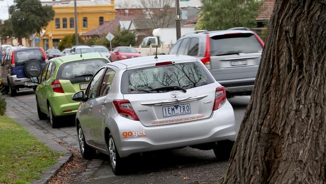 A GoGet car parked in a suburban Melbourne street. Picture: Mark Wilson