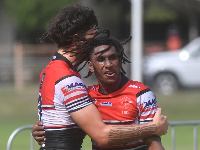 Kirwan State High School hosts St Patrick's College, Mackay, in round 1 of the 2025 Aaron Payne Cup. Kirwan's Number 6 runs 60 meters for individual tray. Picture: Evan Morgan