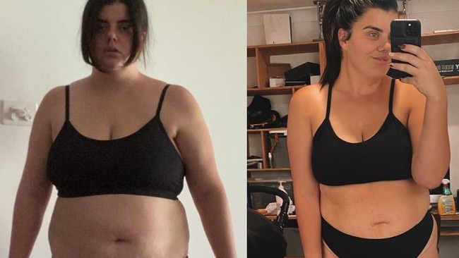 She's also shared her weight loss journey online. Picture: Instagram/AngeHutchinson