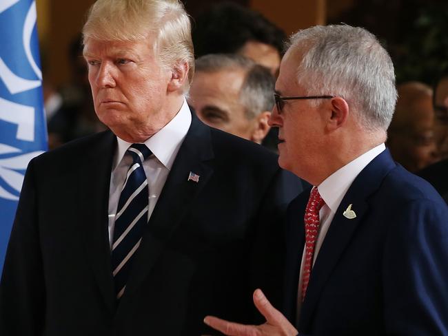 US President Donald Trump and Australian Prime Minister Malcolm Turnbull pictured at this month’s G20 summit in Germany. Picture Kym Smith.