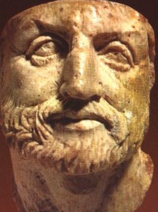 An ancient mask of Philip II of Macedon.