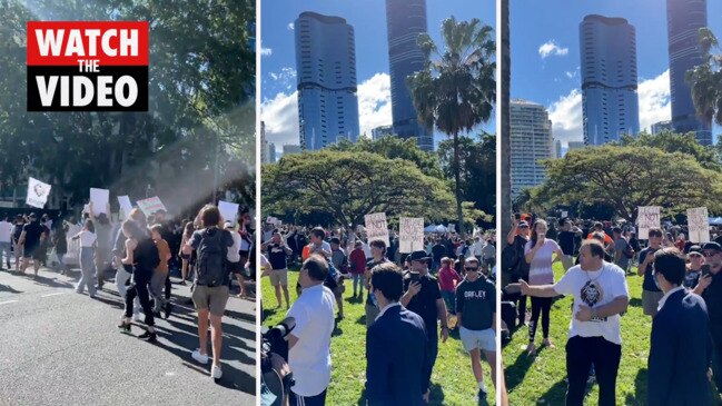 'Freedom' protesters on the streets of Brisbane