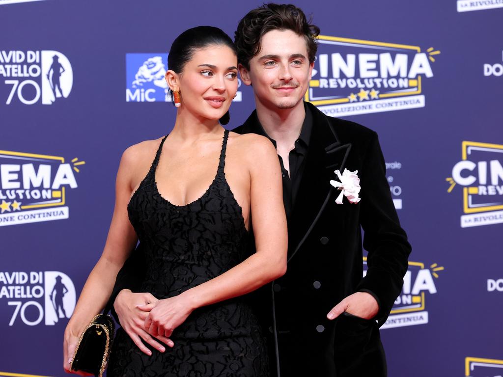 Timothee Chalamet and Kylie Jenner make their red carpet debut at the David Di Donatello ceremony at Cinecitta Studios in Rome on May 7. Picture: Vittorio Zunino Celotto/Getty Images