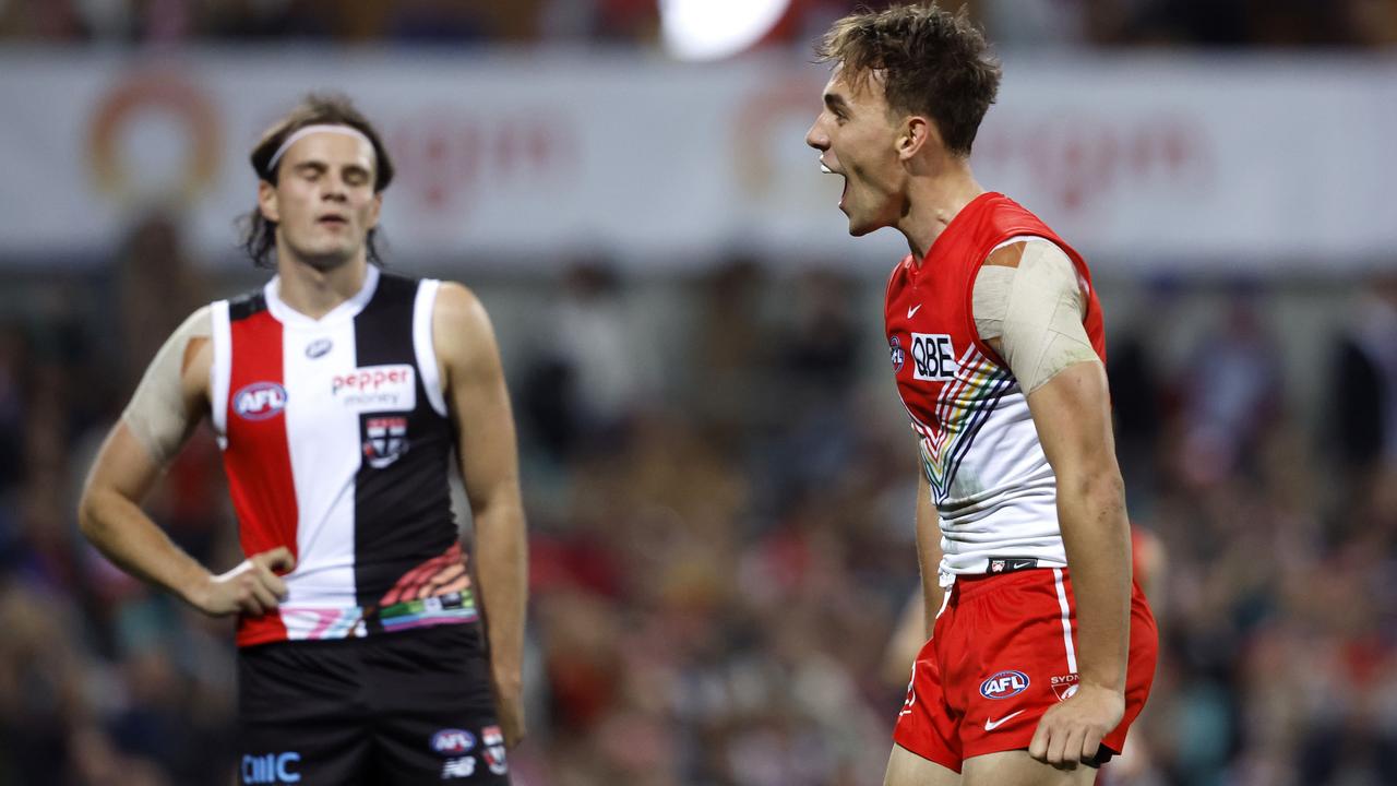 Ryan Clarke’s AFL resurgence started when he was recalled for the round 15 game against St Kilda. Picture: Phil Hillyard