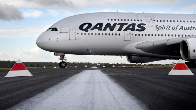 A Qantas A380 makes its way to the runway for takeoff. Pic: Nicole Garmston