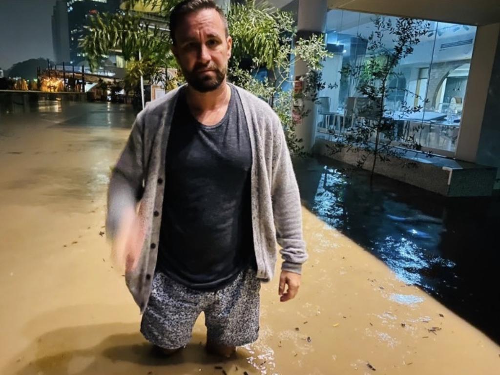 Michael Tassis at his restaurant Opa on Eagle St in Brisbane's CBD during the floods.