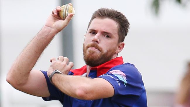 Jordan Fulton bowls for Barron in the Cricket Far North match between Atherton and Barron, held at Crathern Park, Trinity Beach. Picture: Brendan Radke