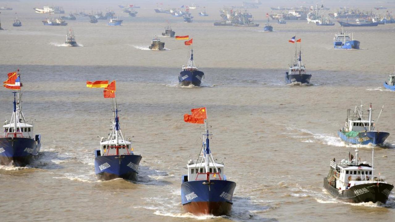 China's maritime militia and fishing fleet in the South China Sea. Picture: Supplied