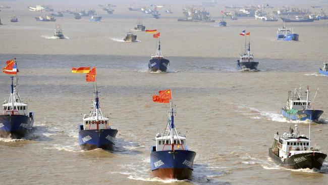 China's maritime militia and fishing fleet in the South China Sea. Picture: Supplied