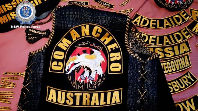 The arrest of Blake Gennison and Joshua Elliott near in Gennison’s Wright Beach home, saw police discover Comanchero’s outlaw bikie gang clothing. Picture: NSW Police