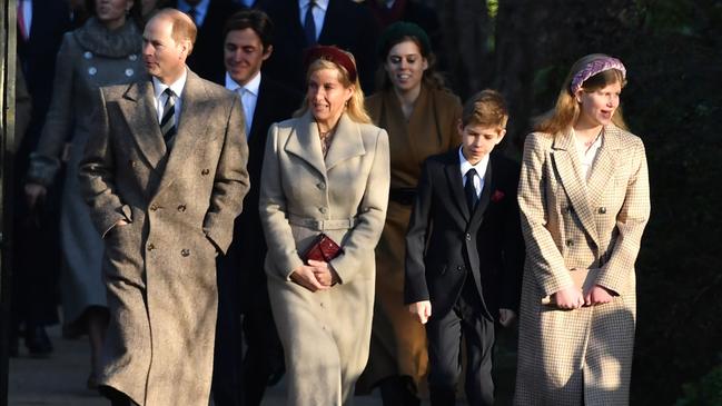 Prince Edward, Earl of Wessex, Sophie, Countess of Wessex and their children Viscount Severn and Lady Louise Windsor in 2019. Picture: Ben Stansall / AFP