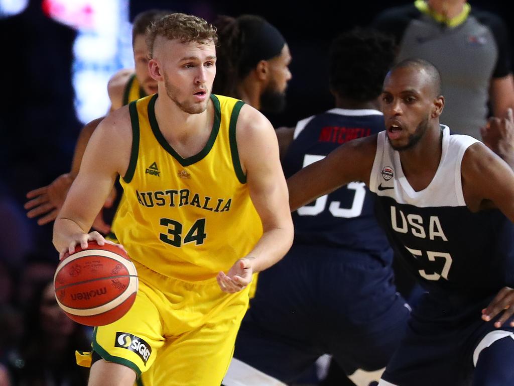 Ben Simmons is copping plenty of criticism for potentially pulling out of the Boomers’ Olympic campaign, but Australian teammate Jock Landale has leapt to the defence. Photo: Kelly Defina/Getty Images.