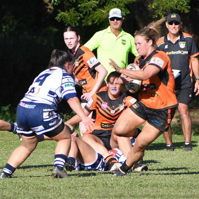 The Herbert River Crushers Women’s team drew 20-20 with Townsville Brothers in a hard-fought contest in Ingham on Saturday. Picture: Cameron Bates